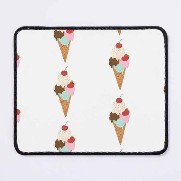 Item preview, Colorful Three Scoop Ice Cream Cone with Cherry and Strawberry Hand Drawn Illustration designed and sold by PeonyandlillyId.