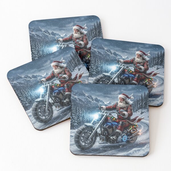 Item preview, Santa Claus Riding Motorcycle Cool Biker Christmas designed and sold by Utopian-Magic.