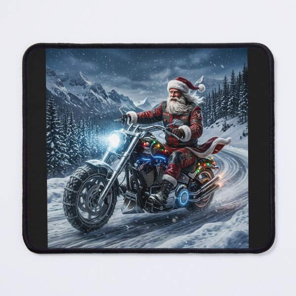 Item preview, Santa Claus Riding Motorcycle Cool Biker Christmas designed and sold by Utopian-Magic.