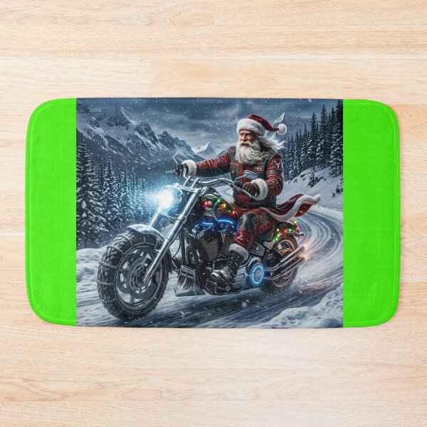 Item preview, Santa Claus Riding Motorcycle Cool Biker Christmas designed and sold by Utopian-Magic.