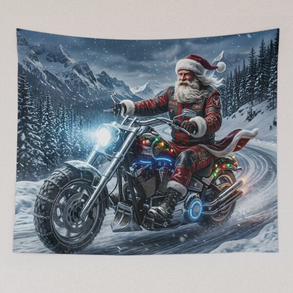 Item preview, Santa Claus Riding Motorcycle Cool Biker Christmas designed and sold by Utopian-Magic.