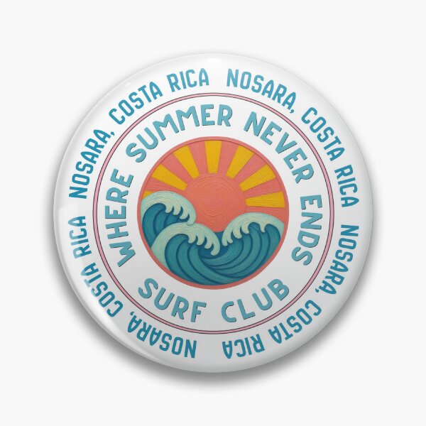 Item preview, Nosara Costa Rica Surf Club Retro Sunset Wave Badge designed and sold by DonnaRaine.