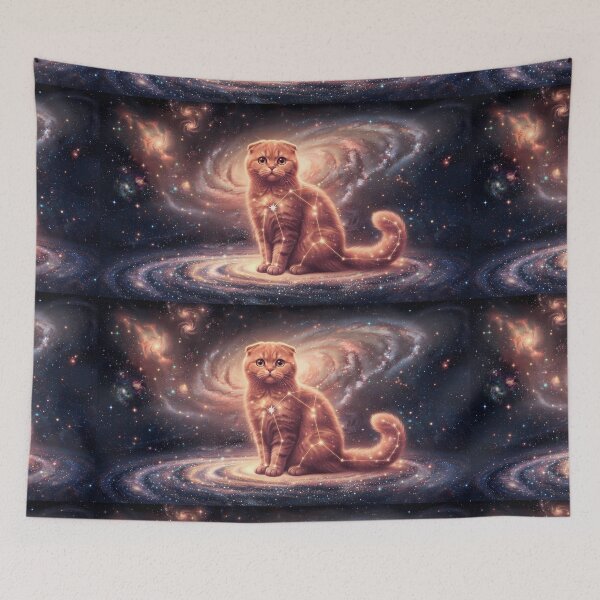 Item preview, Cosmic Scottish Fold: Peach Nebula Guardian & Stardust Kitten designed and sold by SOOstudio73.