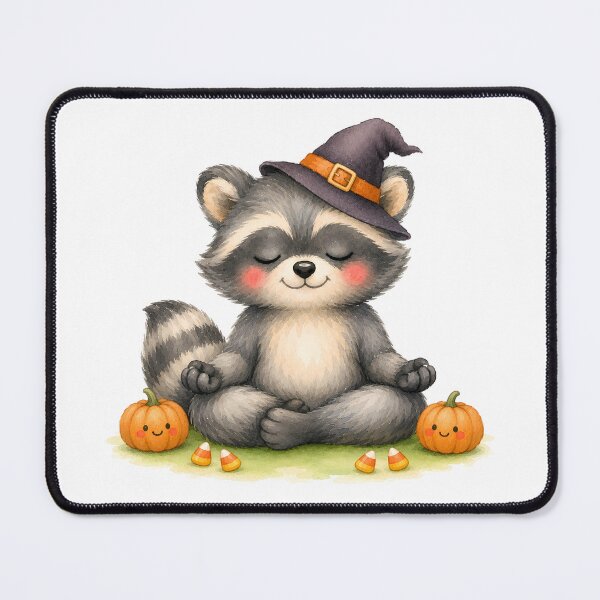 Item preview, Halloween Lotus Raccoon in a Witch’s Hat designed and sold by YogiAnimalArt.