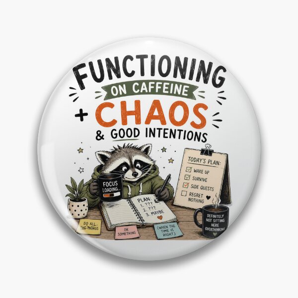 Item preview, ADHD Functioning on Caffeine Chaos and Good Intentions Raccoon Humor Quote designed and sold by Marti’s Shop Corner.