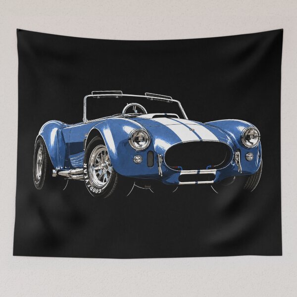 Item preview, Blue Shelby Cobra 427 Roadster – Classic White Stripe Car Art designed and sold by Stinky Lincy's Apparel Company.