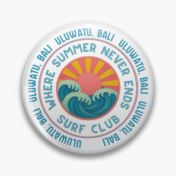 Item preview, Uluwatu Bali Surf Club Retro Sun & Wave Badge designed and sold by DonnaRaine.