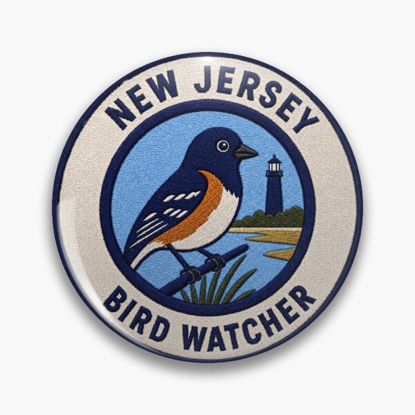 Item preview, New Jersey Bird Watcher Eastern Towhee Coastal Patch designed and sold by The-Drip-Studio.