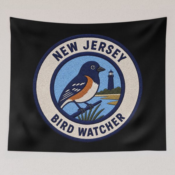 Item preview, New Jersey Bird Watcher Eastern Towhee Coastal Patch designed and sold by The-Drip-Studio.
