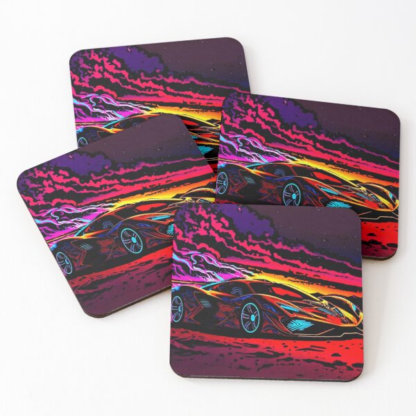 Item preview, Neon Hypercar at Synthwave Sunset | Retro Futuristic Supercar | Vaporwave Sports Car | Outrun Digital Art designed and sold by Nexus Space.