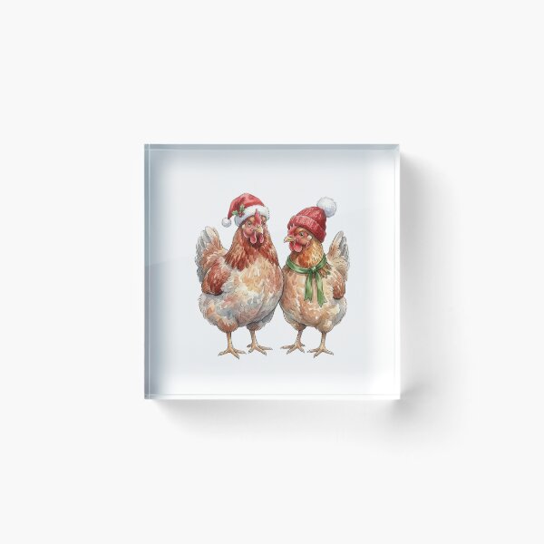 Item preview, merry christmas Watercolor Chicken wearing Santa Hat   designed and sold by SOUFIANE1991.
