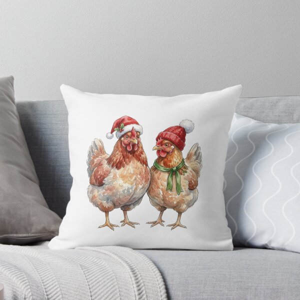 Item preview, merry christmas Watercolor Chicken wearing Santa Hat   designed and sold by SOUFIANE1991.