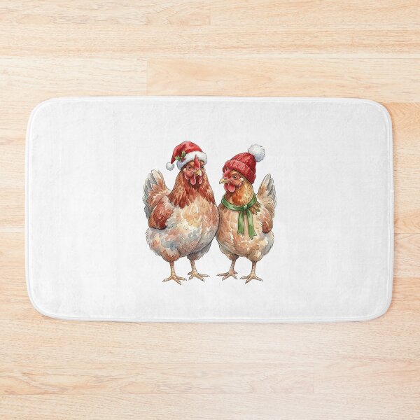Item preview, merry christmas Watercolor Chicken wearing Santa Hat   designed and sold by SOUFIANE1991.
