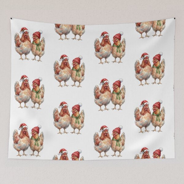 Item preview, merry christmas Watercolor Chicken wearing Santa Hat   designed and sold by SOUFIANE1991.