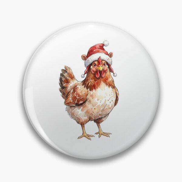 Item preview, merry christmas Watercolor Chicken wearing Santa Hat   designed and sold by SOUFIANE1991.
