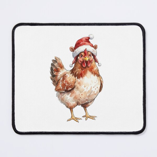 Item preview, merry christmas Watercolor Chicken wearing Santa Hat designed and sold by SOUFIANE1991.
