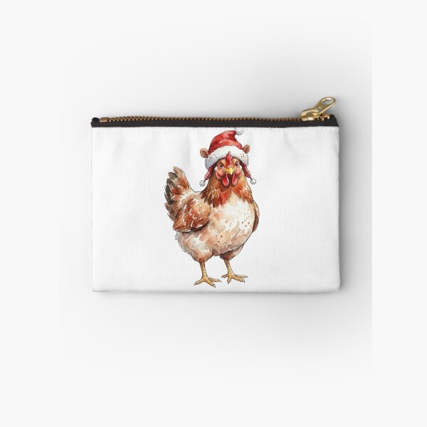 Item preview, merry christmas Watercolor Chicken wearing Santa Hat   designed and sold by SOUFIANE1991.
