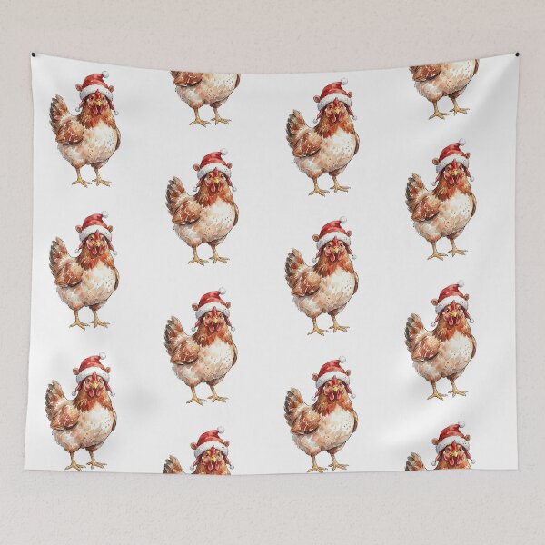 Item preview, merry christmas Watercolor Chicken wearing Santa Hat   designed and sold by SOUFIANE1991.