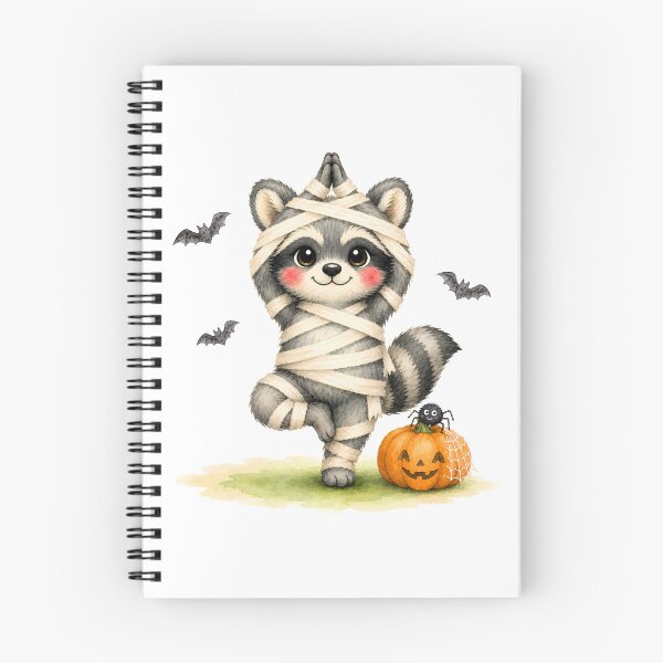 Item preview, Halloween Tree Pose Mummy Raccoon designed and sold by YogiAnimalArt.