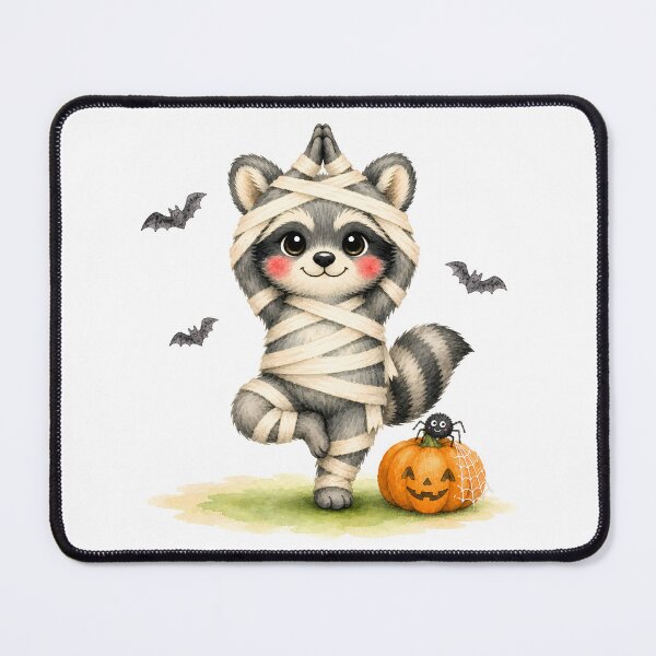 Item preview, Halloween Tree Pose Mummy Raccoon designed and sold by YogiAnimalArt.