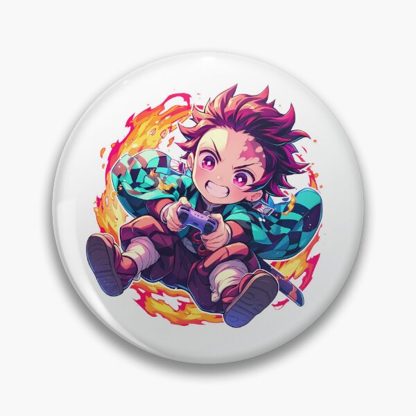 Item preview, Tanjiro Kamado Demon Slayer Chibi Gaming Flame Energy designed and sold by Dashsopaner.