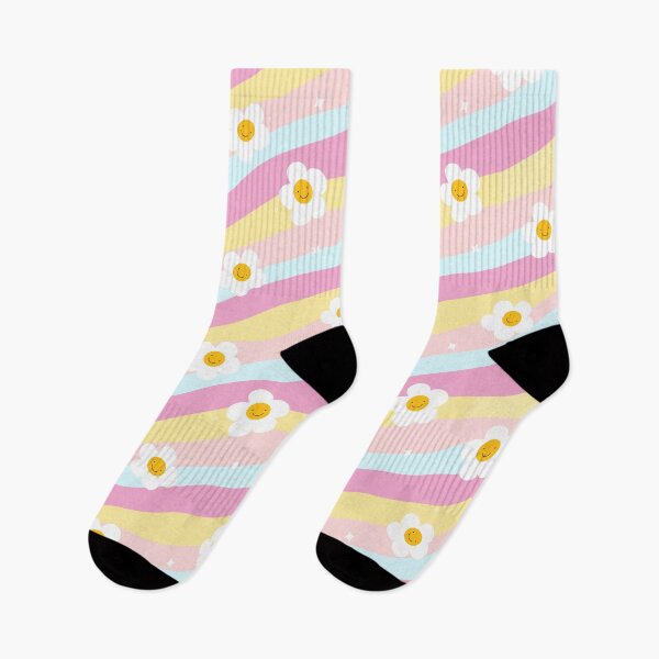 Item preview, Cute Smiley Daisy Rainbow Pastel Pattern designed and sold by PeonyandlillyId.
