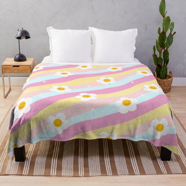 Item preview, Cute Smiley Daisy Rainbow Pastel Pattern designed and sold by PeonyandlillyId.