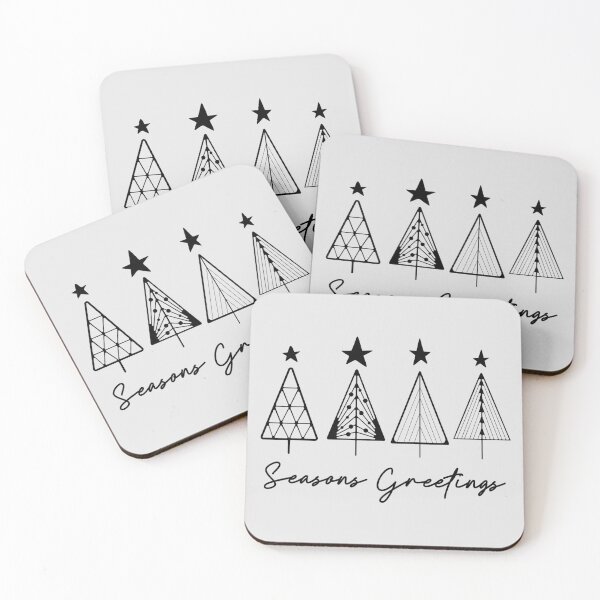 Item preview, Seasons Greetings Minimalist Christmas Trees in Black designed and sold by FaeryNuff.