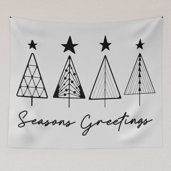 Item preview, Seasons Greetings Minimalist Christmas Trees in Black designed and sold by FaeryNuff.