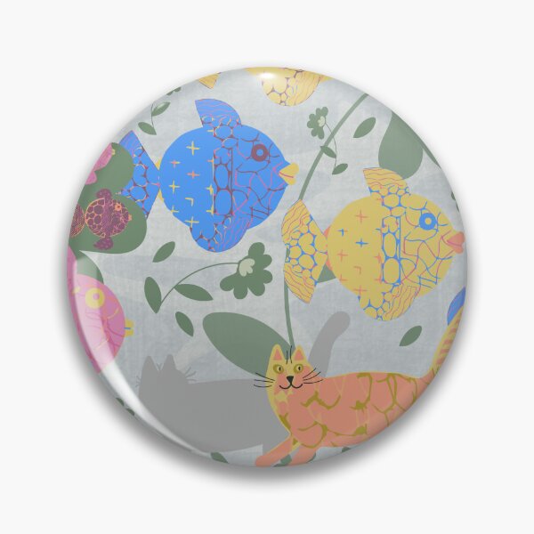 Item preview, Fish And Cat Whimsical Colorful Collage. designed and sold by SalsySafrano.
