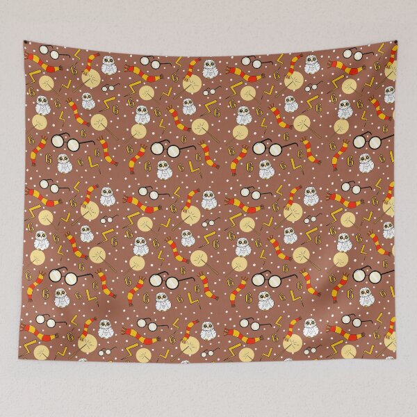 Item preview, Owls, scarfs and glasses red and gold pattern  designed and sold by RavenAMarie .
