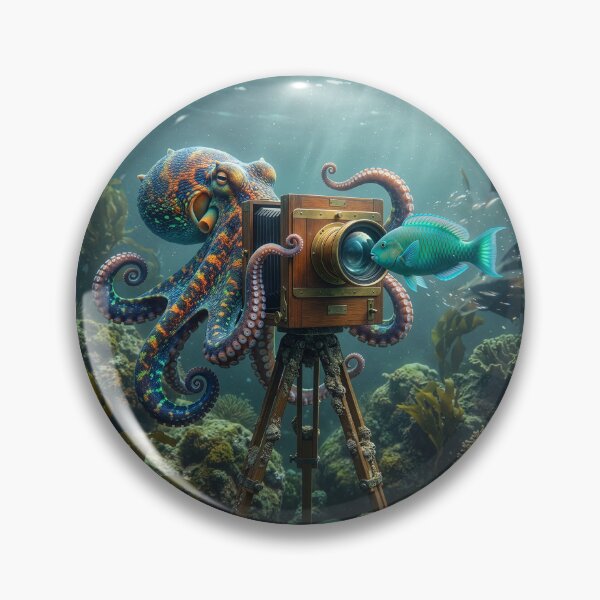 Item preview, Octopus Photographer Takes a Portrait of Parrotfish designed and sold by Tridentulus.