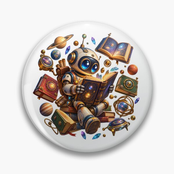 Item preview, Retro Sci-Fi Robot Explorer – Alien Library & Cosmic Knowledge designed and sold by builtforyou.