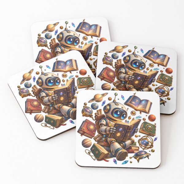 Item preview, Retro Sci-Fi Robot Explorer – Alien Library & Cosmic Knowledge designed and sold by builtforyou.