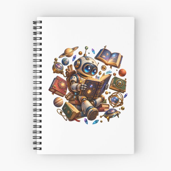 Item preview, Retro Sci-Fi Robot Explorer – Alien Library & Cosmic Knowledge designed and sold by builtforyou.