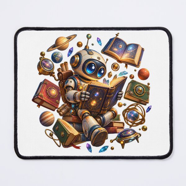 Item preview, Retro Sci-Fi Robot Explorer – Alien Library & Cosmic Knowledge designed and sold by builtforyou.
