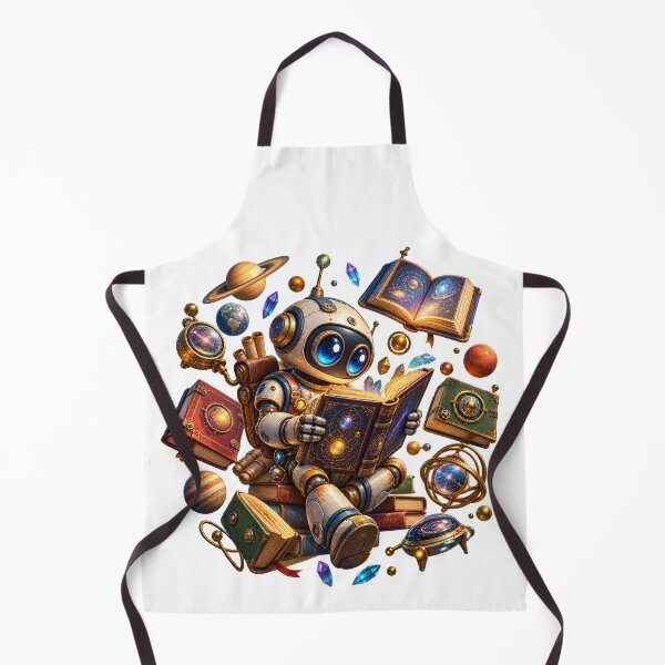 Item preview, Retro Sci-Fi Robot Explorer – Alien Library & Cosmic Knowledge designed and sold by builtforyou.