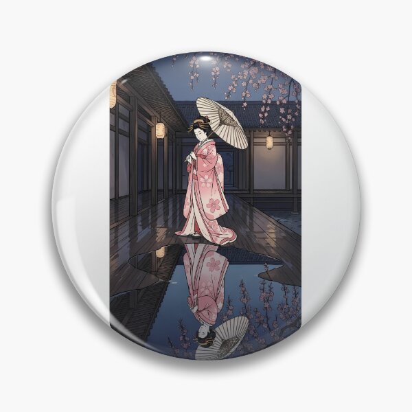 Item preview, Geisha Water Reflection under Night Sakura designed and sold by TokyoUkiyoHouse.