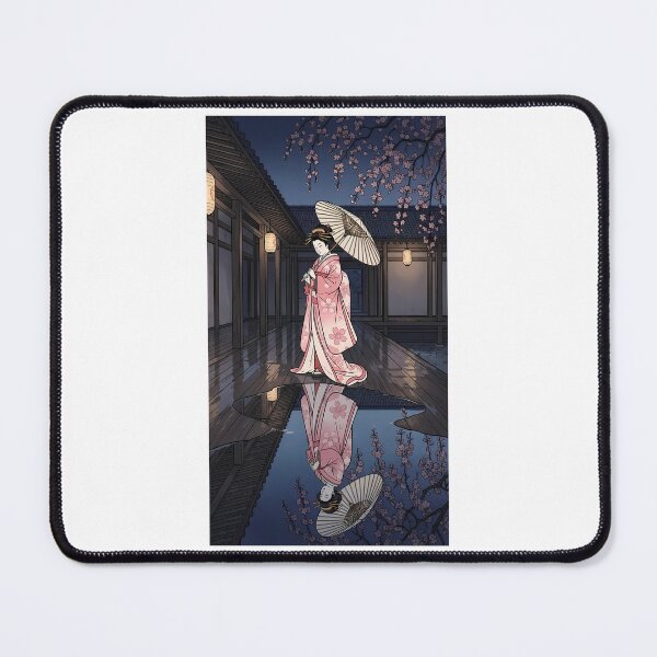 Item preview, Geisha Water Reflection under Night Sakura designed and sold by TokyoUkiyoHouse.