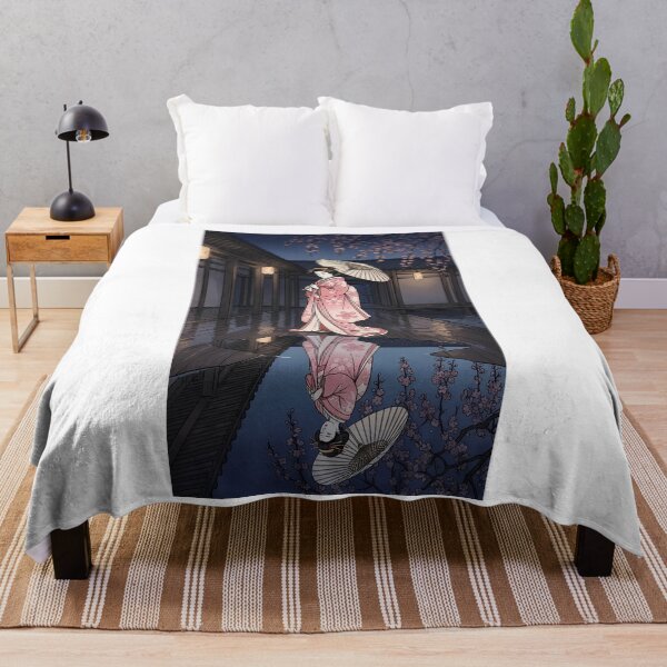 Item preview, Geisha Water Reflection under Night Sakura designed and sold by TokyoUkiyoHouse.
