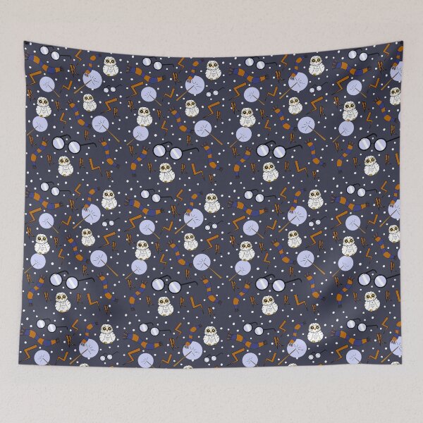 Item preview, Owls, scarfs and glasses blue and copper pattern  designed and sold by RavenAMarie .