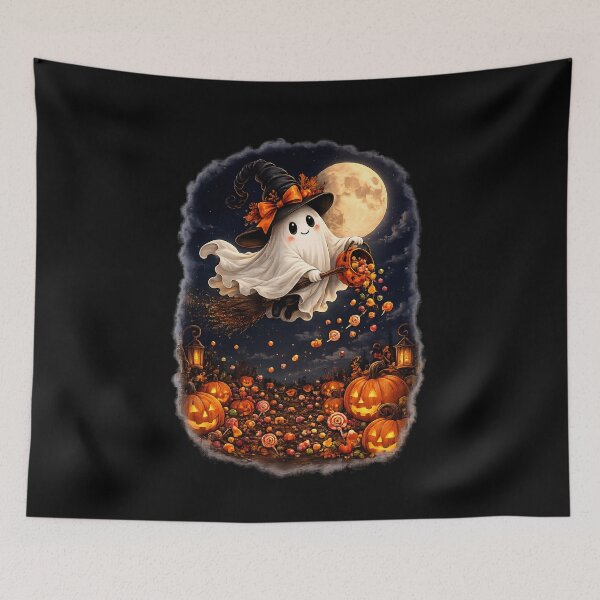 Item preview, Flying Halloween Ghost Candy Storm designed and sold by NucciCollective.