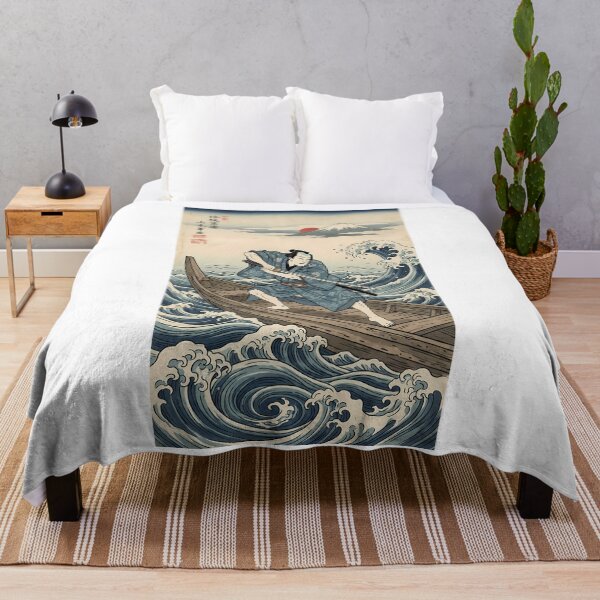 Item preview, Samurai on Boat in Great Wave and Fuji designed and sold by TokyoUkiyoHouse.