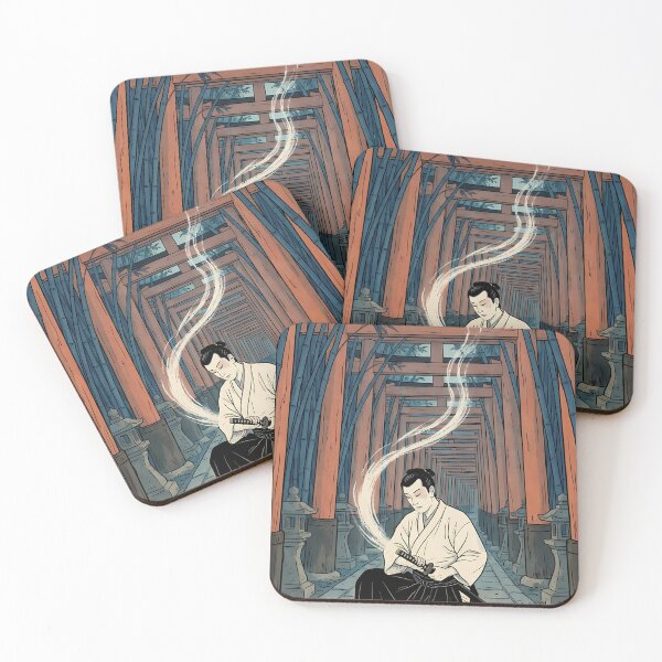 Item preview, Samurai Meditating at Torii Gate Shrine designed and sold by TokyoUkiyoHouse.