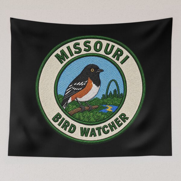 Item preview, Missouri Bird Watcher Eastern Towhee St. Louis Patch designed and sold by The-Drip-Studio.