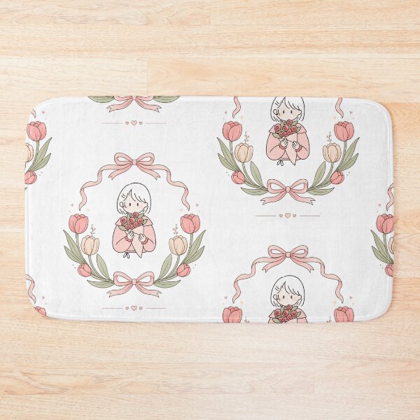 Item preview, Cute Girl Floral Bow Illustration  designed and sold by itxelaraStudio.