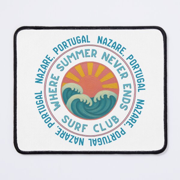 Item preview, Nazare Portugal Surf Club Retro Sunset Wave Badge designed and sold by DonnaRaine.