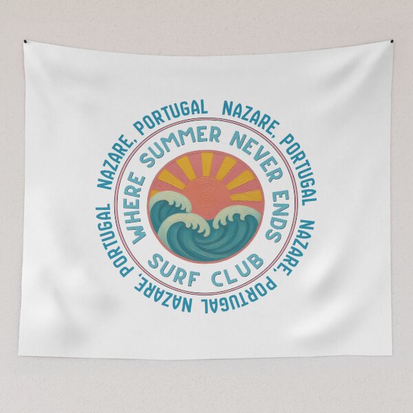 Item preview, Nazare Portugal Surf Club Retro Sunset Wave Badge designed and sold by DonnaRaine.