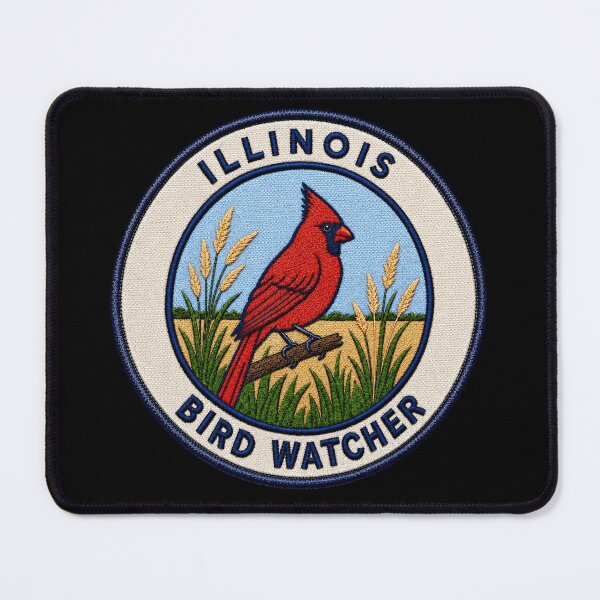 Item preview, Illinois Bird Watcher Northern Cardinal Prairie Patch designed and sold by The-Drip-Studio.