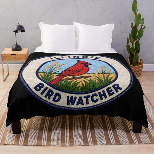Item preview, Illinois Bird Watcher Northern Cardinal Prairie Patch designed and sold by The-Drip-Studio.